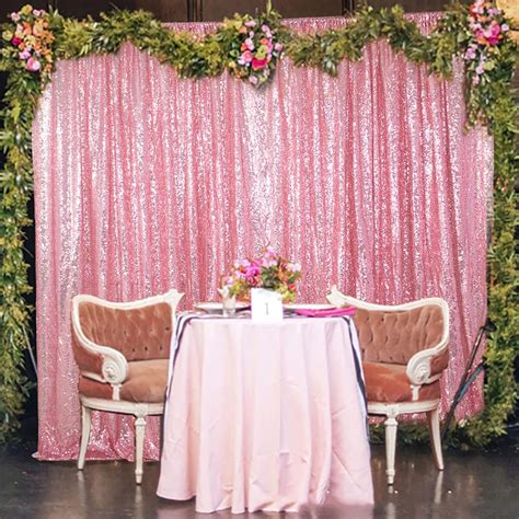 Sequin Curtains 4FTx8FT Pink Gold Glitter Background For Wedding Sequin