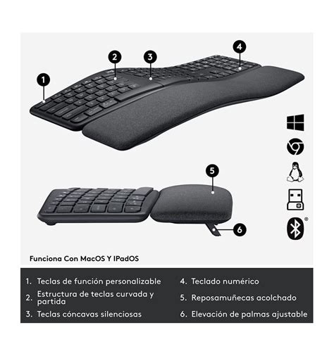 Logitech Ergo K Teclado Inal Mbrico Ergon Mico Usb Bluetooth Negro