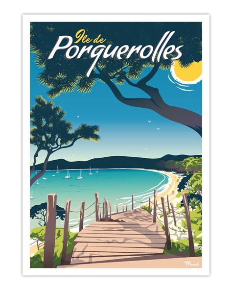 Affiche 50x70 Marcel Porquerolles Plage Notre Dame Marcel Travel