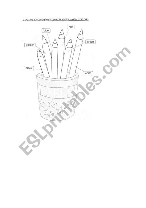 Color These Pencils Esl Worksheet By Gisellebr