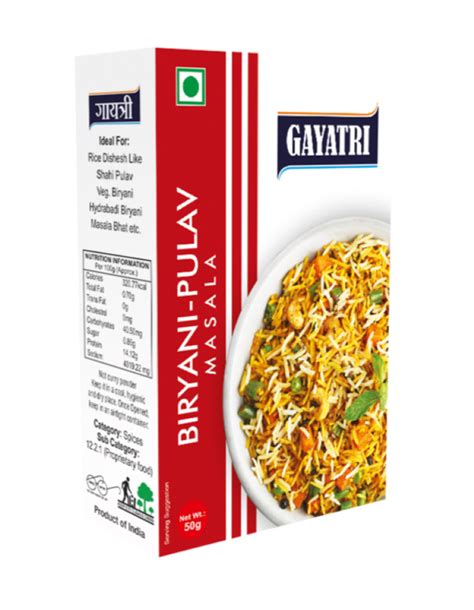 Gayatri Biryani Pulav Masala Packaging Size 50 G At 600 Kg In Thasra