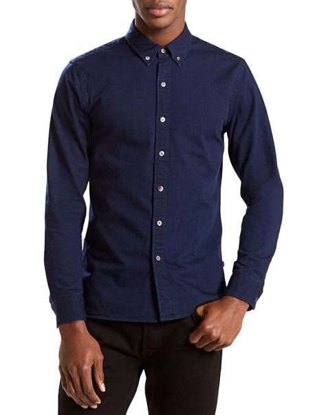 Levi S Pacific Retro Button Down Indigo Black Rinse Denim Shirt