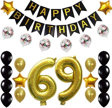 Amazon.com: 69th Birthday Decorations Party Supplies Happy 69th Birthday Confetti Balloons ...