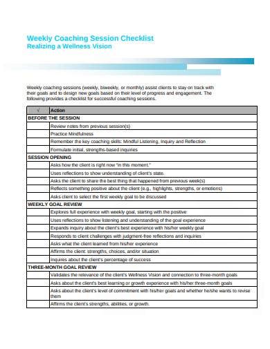 Free 6 Coaching Session Checklist Samples In Pdf Doc