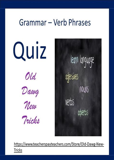 Share This Verb Phrase Quiz With An Answer Key With Your Class Quiz