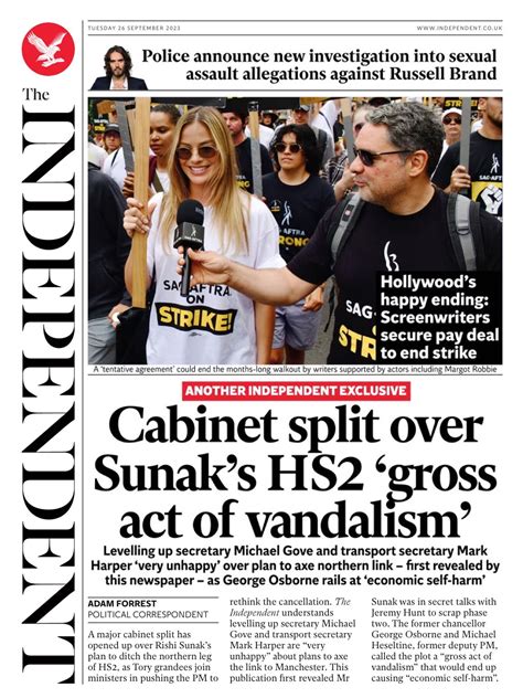 Independent Front Page 26th Of September 2023 Tomorrows Papers Today