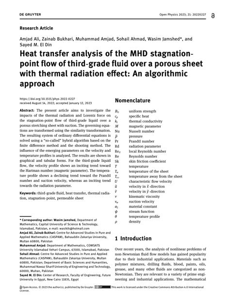 PDF Heat Transfer Analysis Of The MHD Stagnation Point Flow Of Third