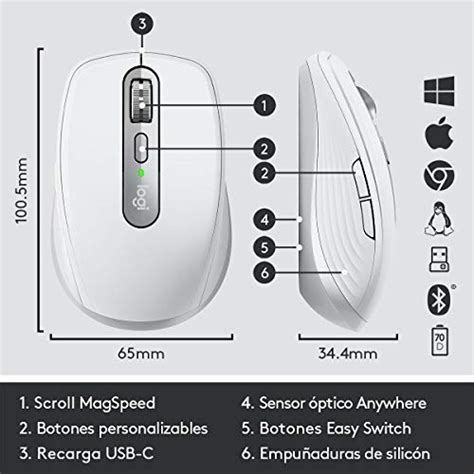 Mouse Sem Fio Logitech Mx Anywhere Compacto Confort Vel Uso Em