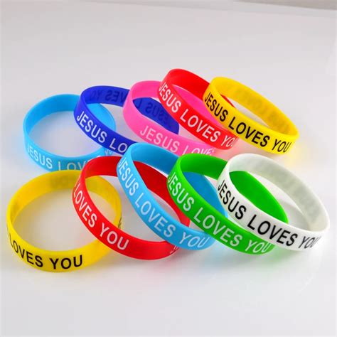 10x JESUS LOVES YOU Mix Colors Silicone Bracelet Wristband Fashion