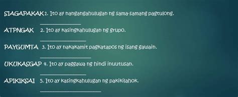 Pasagot Po Pls Pasagot Ayusin Po Yung Mga Nagulong Letra Brainly Ph