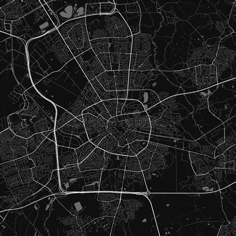 Urban City Map Of Eindhoven Vector Poster Black Grayscale Street Map