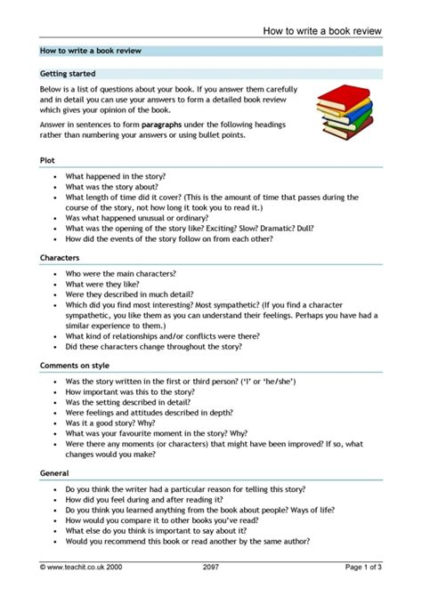 Ks3 Book Review Template Ks3 Reading Teachit English