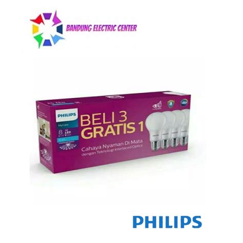 Jual Philips MultiPack MyCare LedBulb 8W Putih Lampu Philips Led Bulb