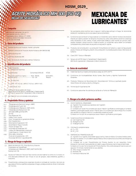 Msds Aceite Hidraulico Mh Zublin Compa A Mexicana De