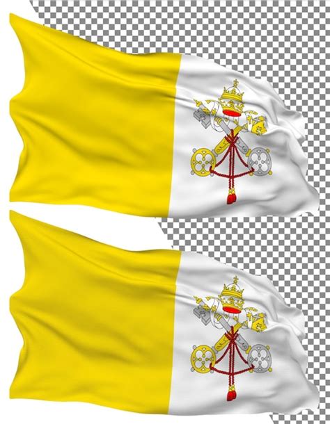 Ola De La Bandera De La Ciudad Del Vaticano Aislada En Textura Plana Y