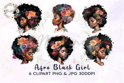 Afro Black Girl Watercolor Clipart Graphic By Nastine · Creative Fabrica