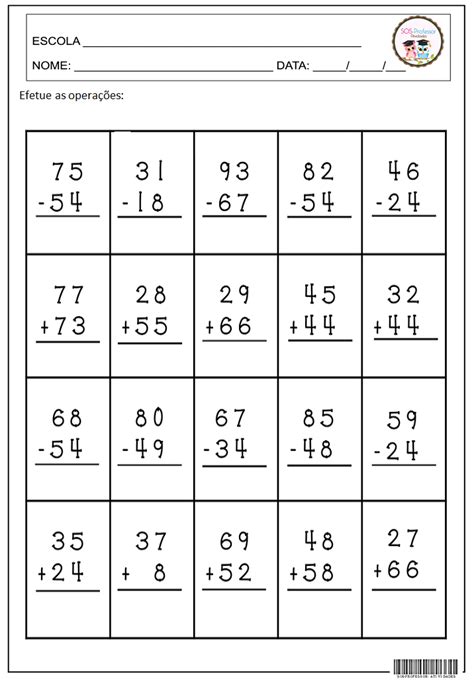 Resolvendo adições e subtrações Atividades Escolares