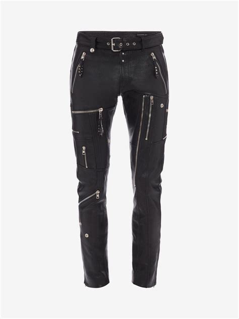 Alexander McQueen Biker Leather Pants in Black for Men | Lyst