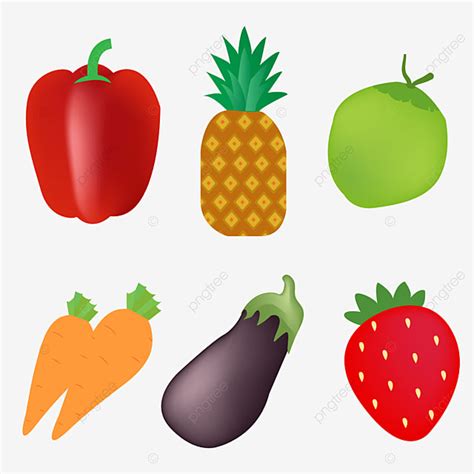 Fruits And Vegetable Clipart Vector Set Of Fruits And Vegetables Icon