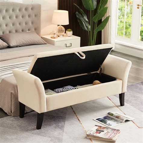 Gooamz End Of Bed Storage Bench 51 5 Velvet Tufted Storage Bench For Bedroom With