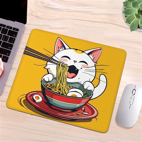 Cat Ramen Custom Mouse Pad Anime Computer Mat Pc Accessories Game Mats