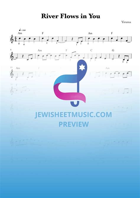 River Flows In You Easy Lead Sheet With Chords • Jewish Sheet Music