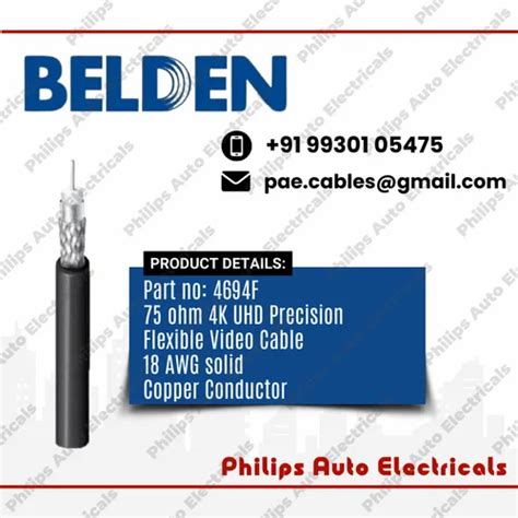 Belden 4694r 4k UHD Coax For 12g Sdi 75 Ohm Rg 6 18 Awg Solid Sc