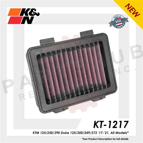 K N AIR FILTER KT 1217 KTM 125 250 390 Duke 125 200 249 373 17 21