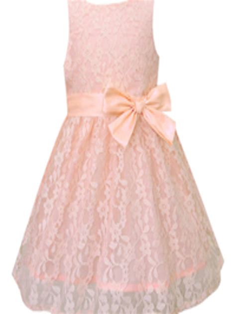 Buy A T U N Peach Coloured Floral Lace Dress Dresses For Girls