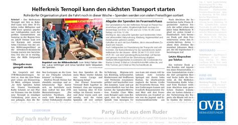 Helferkreis Ternopil kann den nächsten Transport starten OVB