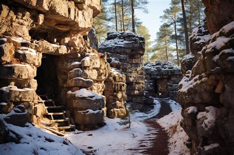 Premium Photo | Cave with snow during daytime