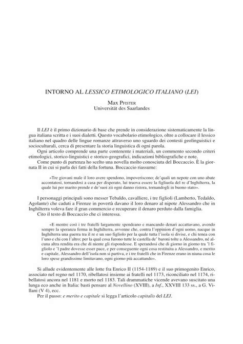 PDF INTORNO AL LESSICO ETIMOLOGICO ITALIANO LEI INTORNO AL LESSICO