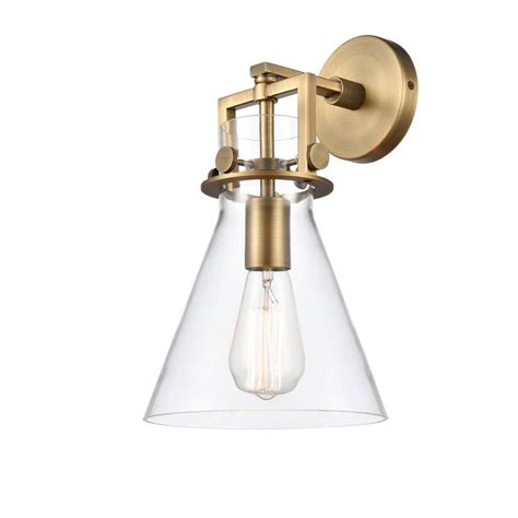 Innovations Newton Cone Light Brushed Brass Clear Wall Sconce With