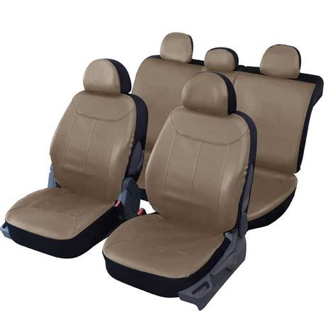 Housses auto universelles avec banquette arrière simili cuir beige Elite