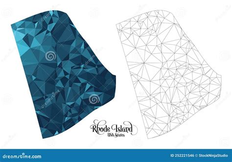 Low Poly Map Of Rhode Island State Usa Polygonal Shape Vector