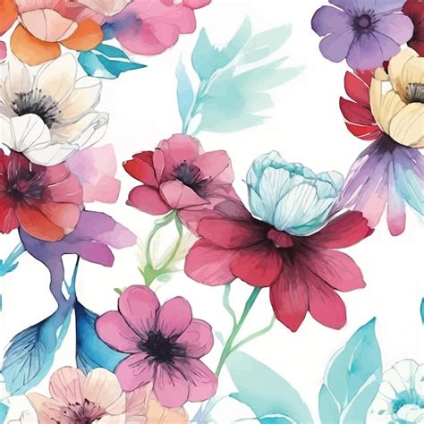 Un Fondo Colorido Con Flores Y Hojas Vector Premium