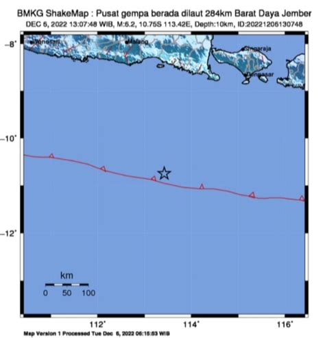 Gempa Magnitudo 6 2 Jember Ini Wilayah Yang Terasa Getaran Sesuai Data