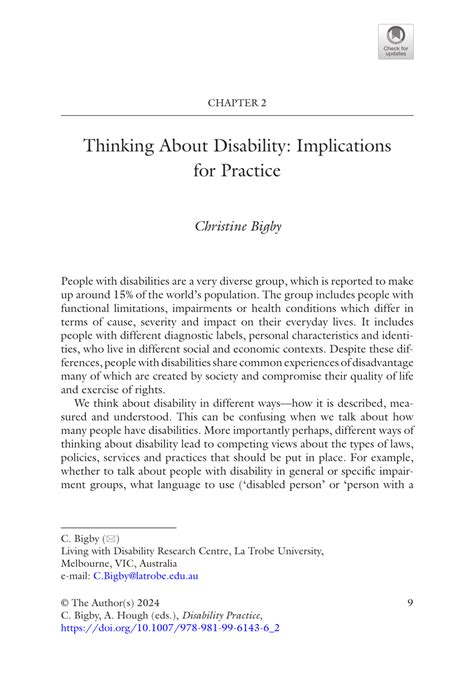 Pdf Thinking About Disability Implications For Practice