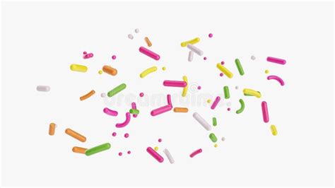 3d Rendering Of Colorful Sprinkles On A White Background Stock