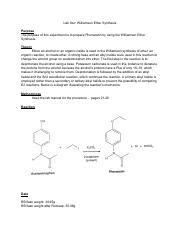 Williamson Ether Synthesis Lab Experiment For Phenacetin Course Hero