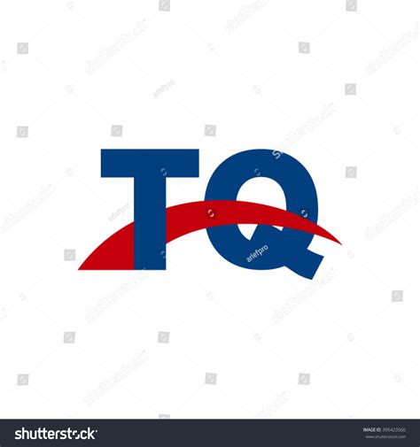 TQ Initial Overlapping Swoosh Letter Logo Blue Royalty Free Stock