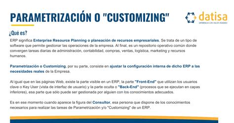 Función de la parametrización dentro de un ERP Datisa ERP