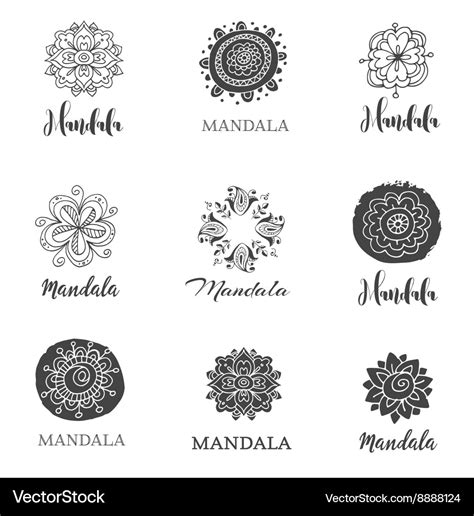 Collection Of Hand Drawn Mandalas Symbols Vector Image