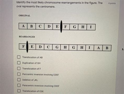 Solved Identify The Most Likely Chromosome Rearrangements In Chegg