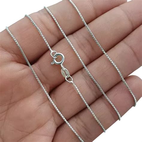 Cadena Tejido Veneciana Plata Italiana Mujer Cm Mm