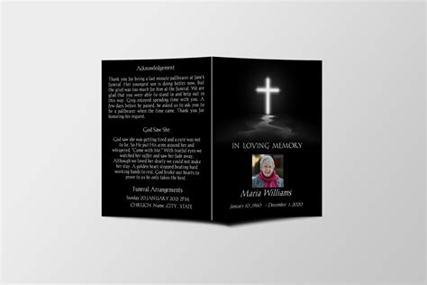 Cross Half Page Funeral Program Template