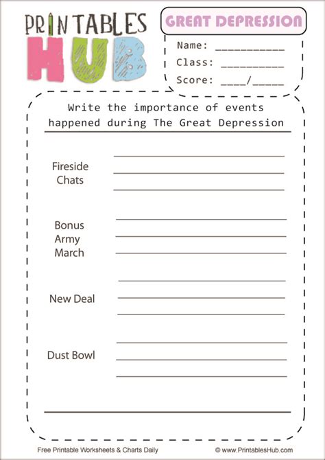 Free Printable The Great Depression Worksheets PDF Printables Hub