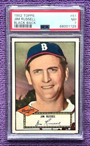 Topps Jim Russell Brooklyn Dodgers Black Back Psa Nm Freshly