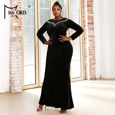 Missord 2021 Women Plus Size Dresses Maxi Sequins Velvet Sexy Evening