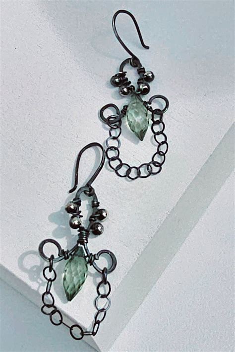 Micro Anodized Silver And Green Amethyst Chandelier Earrings Etsy